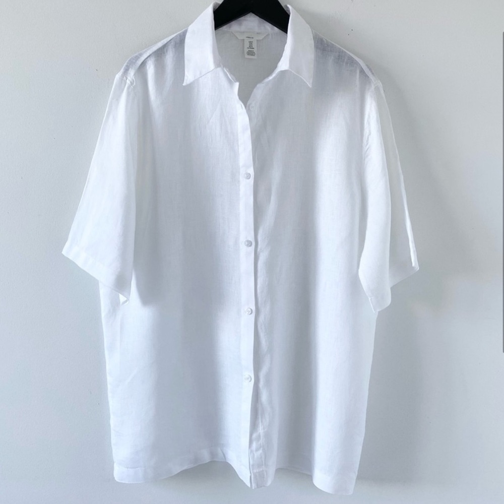 H&M 100% Linen Short Sleeve Button-Up Shirt